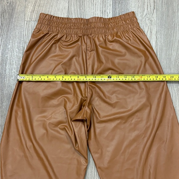 AERIE Offline Real Luxe Faux Leather Wide Leg Pants Brown Women’s Size S Long - Picture 10 of 14